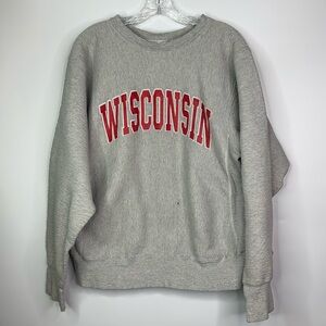 Vintage The Cotton Exchange UW Wisconsin Grey Crewneck Grunge Sweatshirt Large